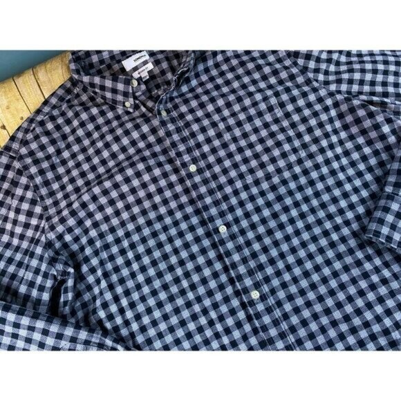 Men's 100% Cotton Gray Black Check Men's Size XXL Modern Fit Long Sleeve - Picture 3 of 11